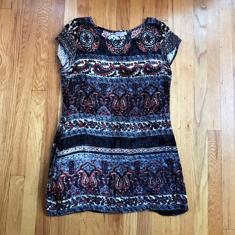 Funky People Multicolor Paisley Short Sleeve Tunic Medium